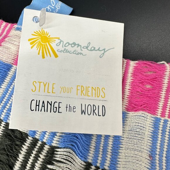 Noonday Collection Handwoven Colorful Striped Infinity Scarf Guatemala Rainbow - Picture 2 of 10